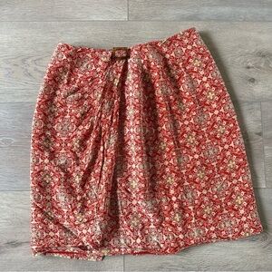 Vintage Liz Claiborne Collection 100% Silk Red Skirt Faux Wrap Style
